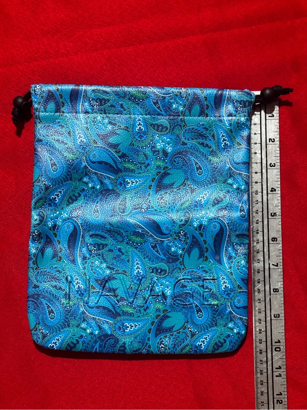Blue Paisley Drawstring Travel Pouch - Compact Organizer